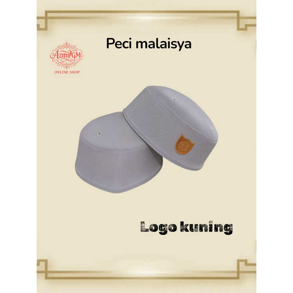 Peci malaysia Putih polos logo Kuning songkok kopiah Putih Logo Terompah Kuning