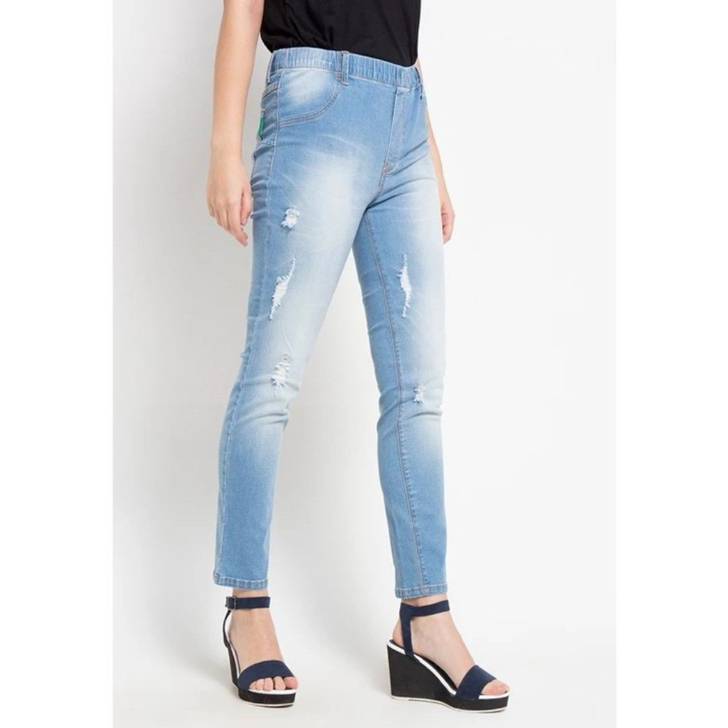 [PRELOVED] POINT ONE Sydney Light Jeans High Rise with Destroy | Boyfriend Jeans | Celana Panjang Wa