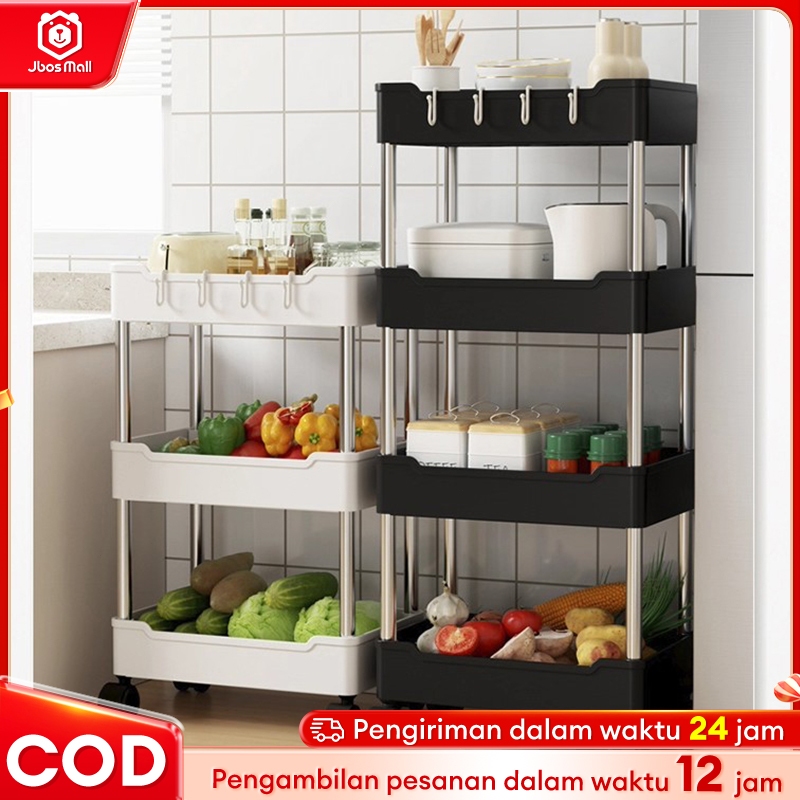 Rak Dapur Rak Susun Plastik Rak Bumbu  Rak Susun Kosmetik Rak Troli Plastik Rak Susun Serbaguna 3/4/