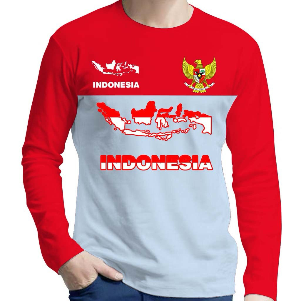 kaos couple 17 Agustus Lengan Panjang Merah Putih Dewasa/Anak Anak