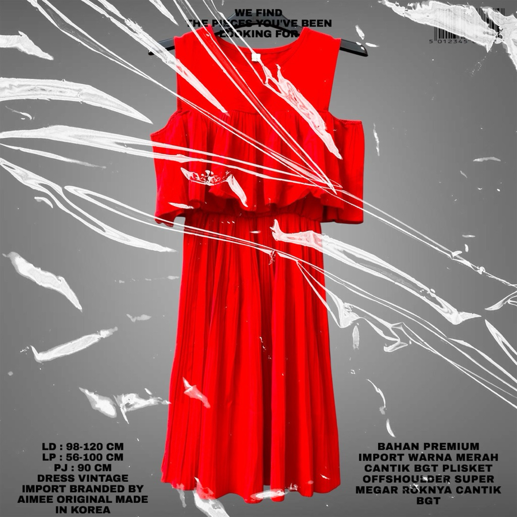 AIMEE ORIGINAL/DRESS IMPORT PREMIUM/KOREAN DRESS/DRESS MERAH/DRESS PLISKET PREMIUM KOREAN LOOK/DRESS