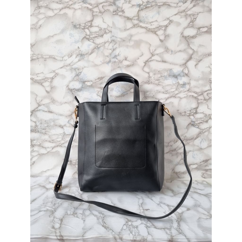 TAS SLING TOP HANDLE WANITA SONOVI KULIT HITAM / TAS TENTENG WANITA SONOVI