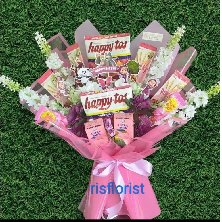 

buket snack buket stiker marshabuket jajan