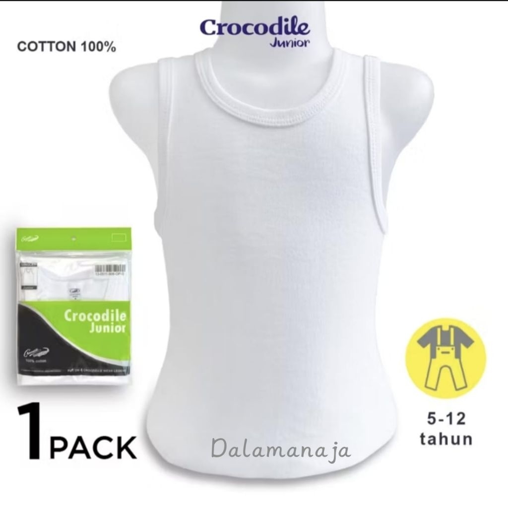 Crocodile Junior Singlet -Kaos dalam Anak Cowok 511-908 Katun Polos Original