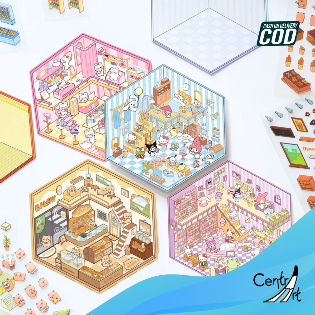 

3D Stiker decor miniatur pemandangan visual sticker susun Sanrio | DIY kreativitas | Hadiah untuk anak siswa