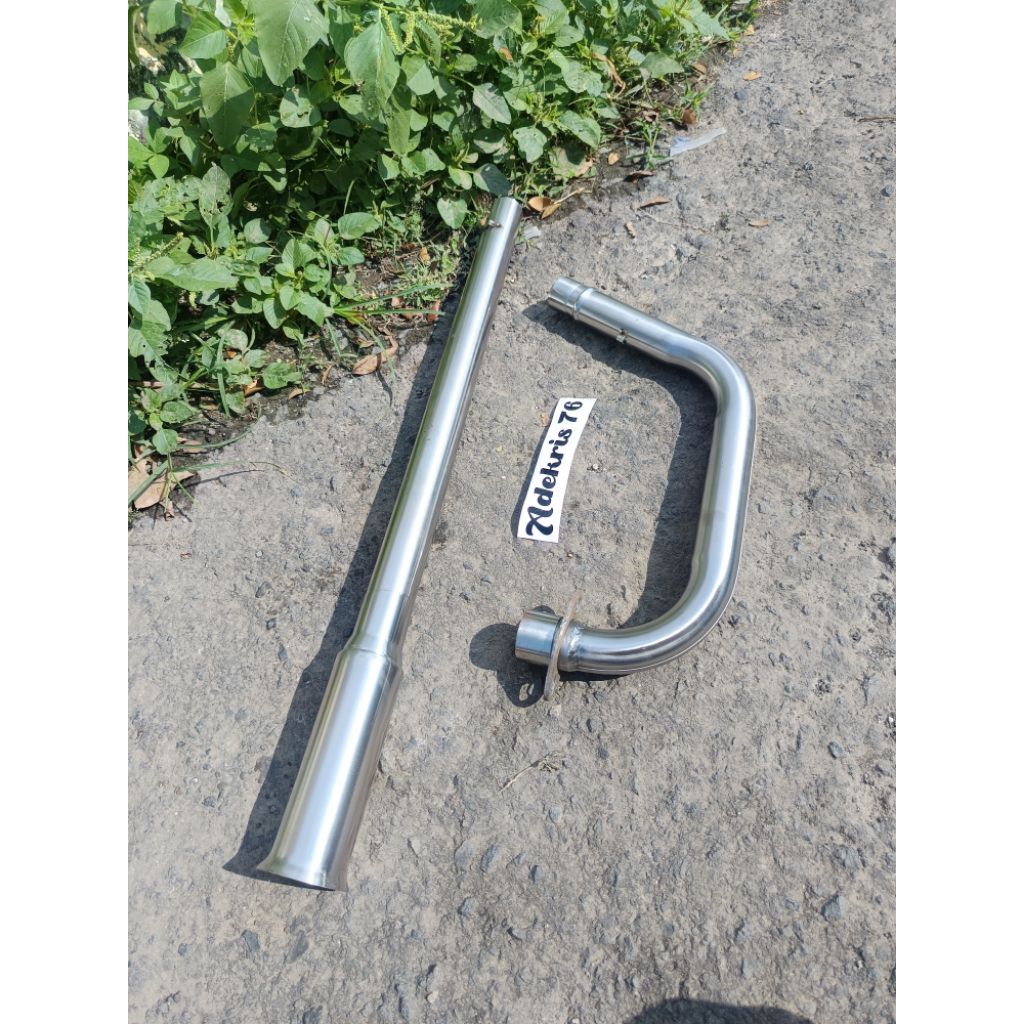 Knalpot Chopper British Pipa Stenlis satu set leheran Motor Custom Japstyle Tiger Megapro CB Gl