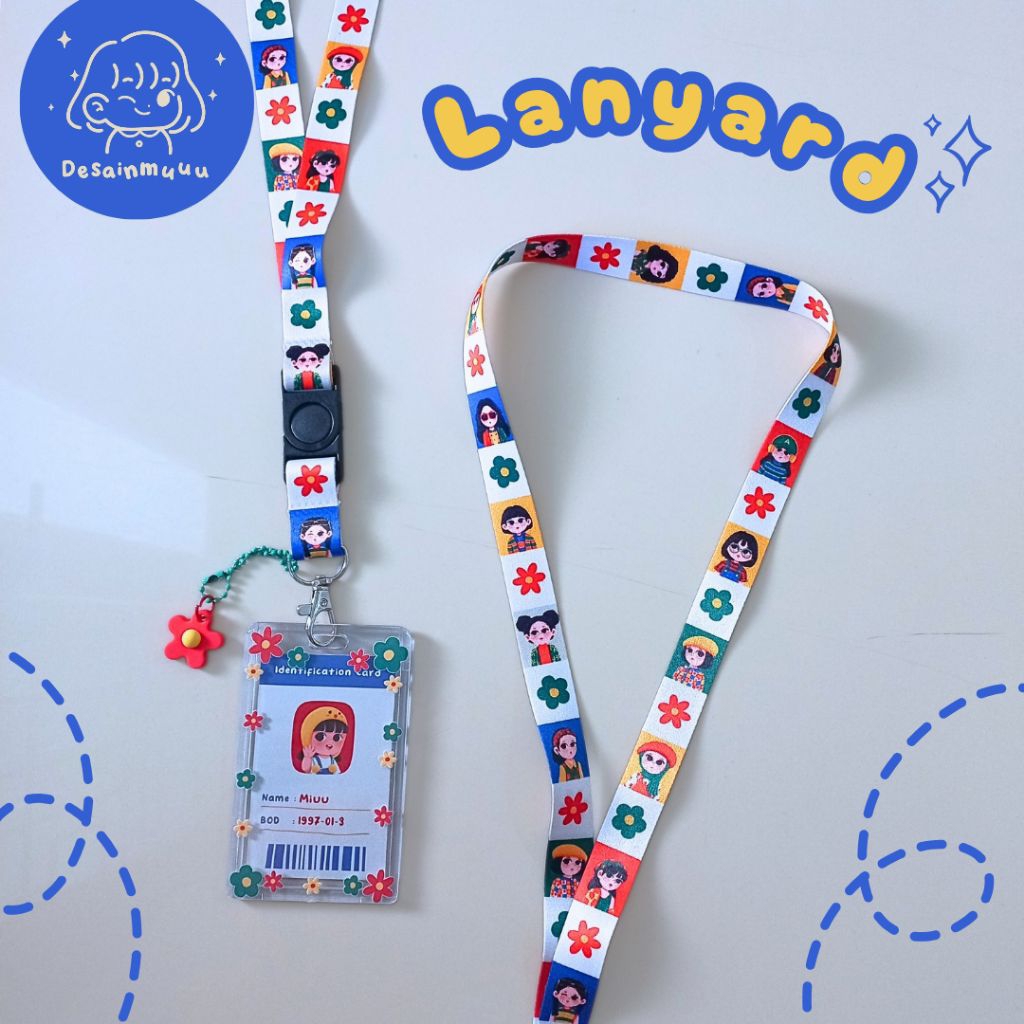 

Lanyard Colorful Girl by Desainmuuu + ID Card Holder + Free Mini Charm