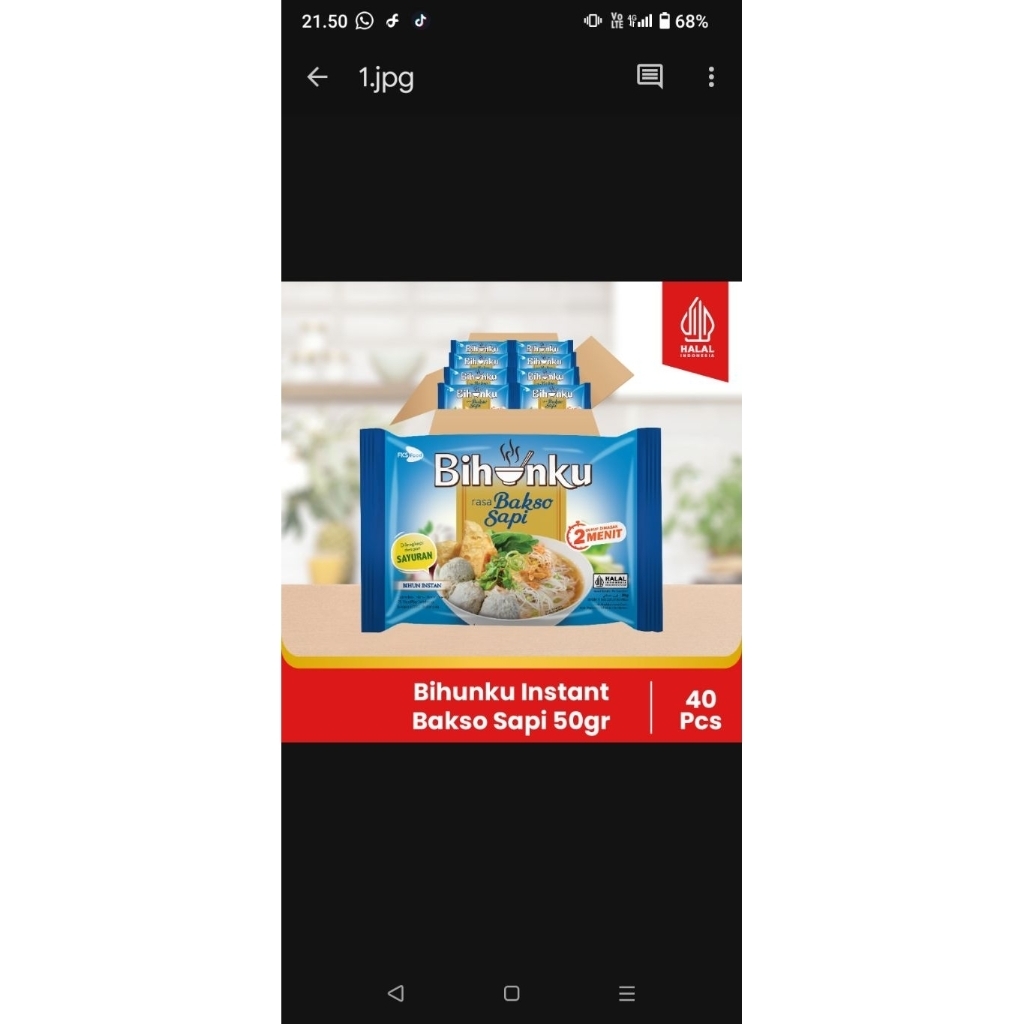 

Bihunku Instan - Bakso - 1 Karton - 40 Pcs - 50gr