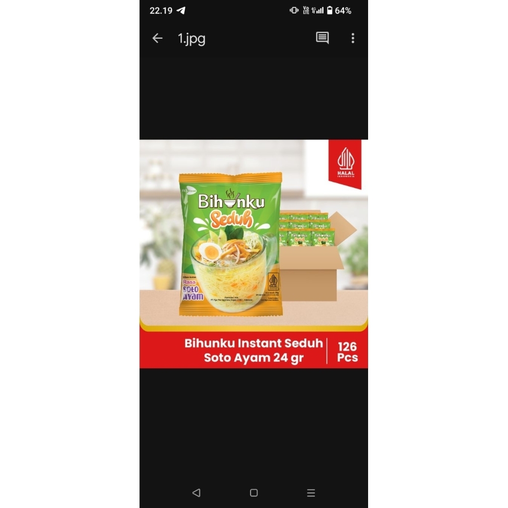 

Bihunku Instant - Seduh Soto - 1 Karton - 120 Pcs - 24gr