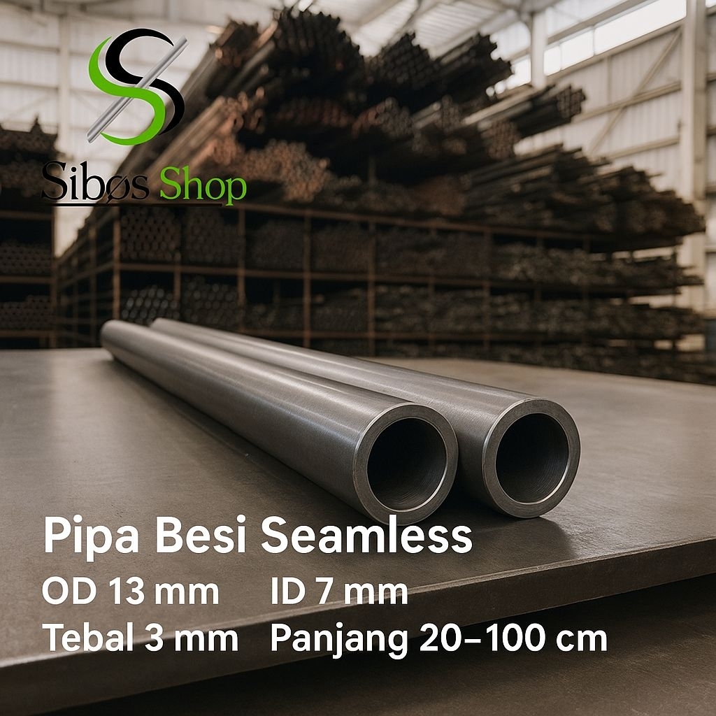 Pipa Besi Seamless OD 13mm ID 7mm Tebal 3mm Panjang 20cm sampai 100cm