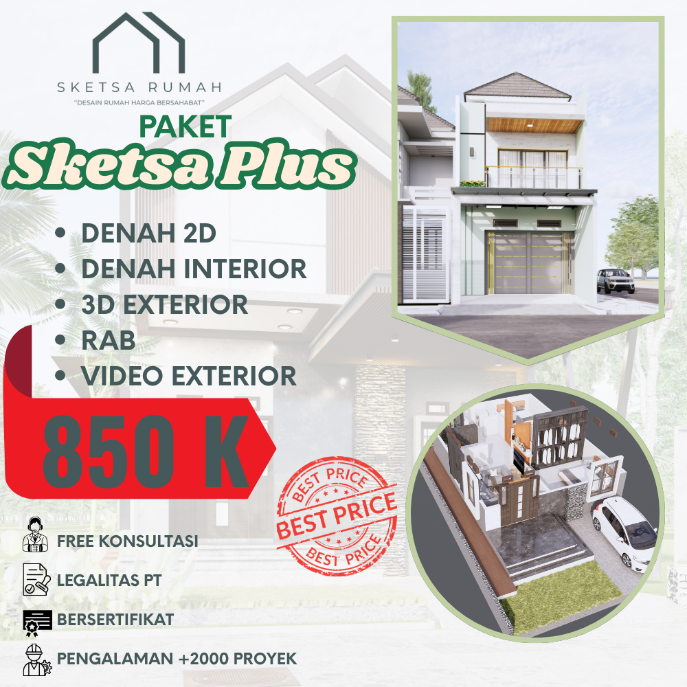 Design rumah paket sketsa plus