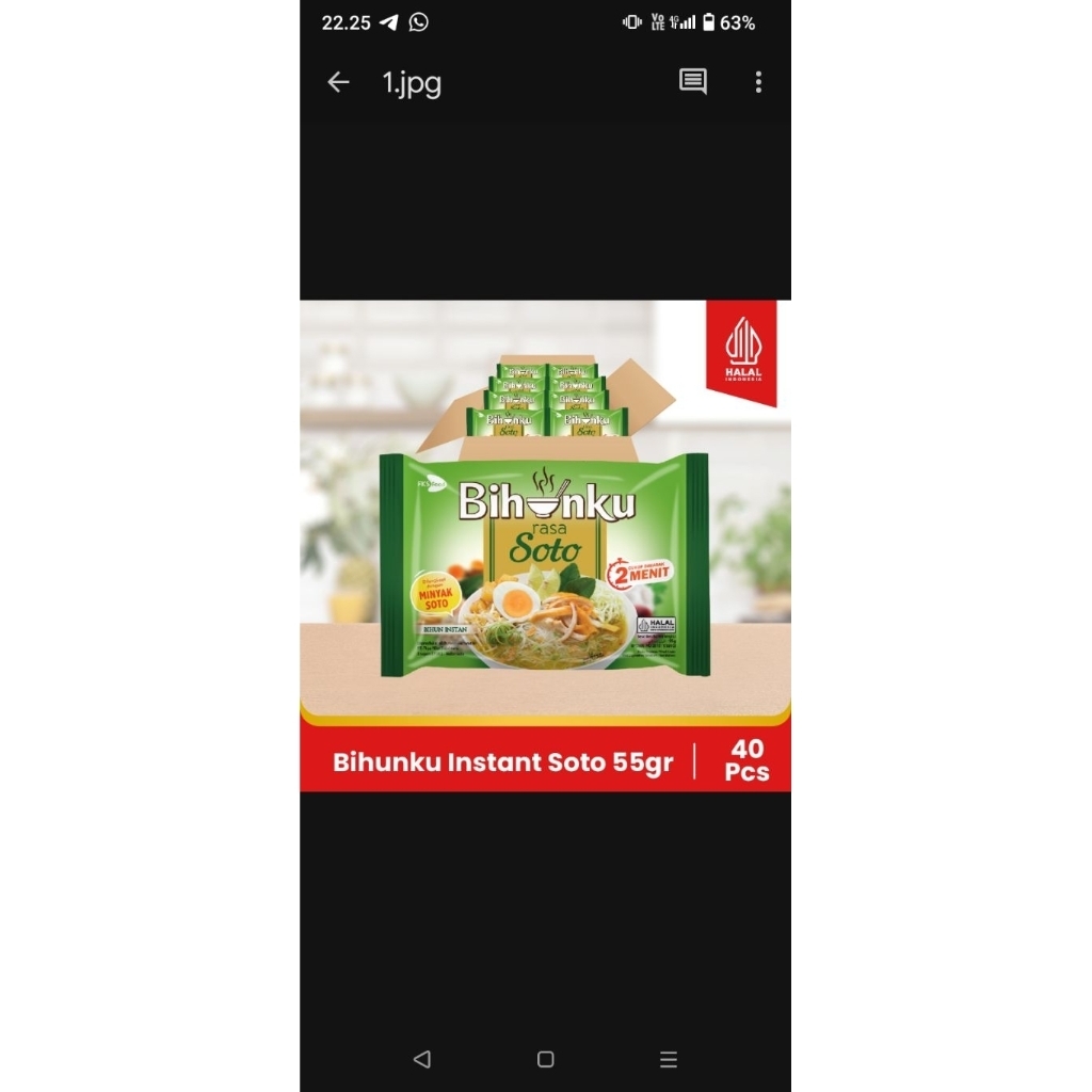 

Bihunku Instan - Soto - 1 karton - 40 Pcs - 55gr