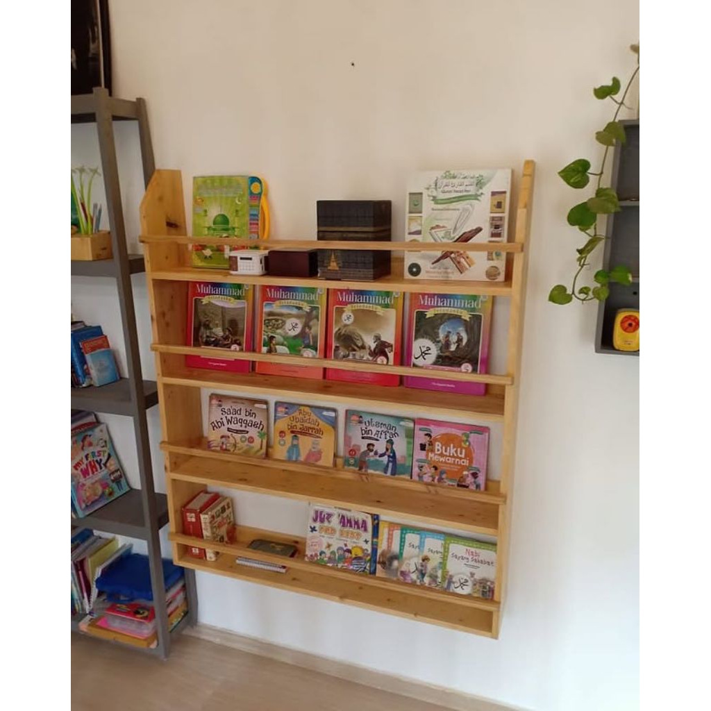 Rak dinding kayu jati belanda/rak buku serbaguna