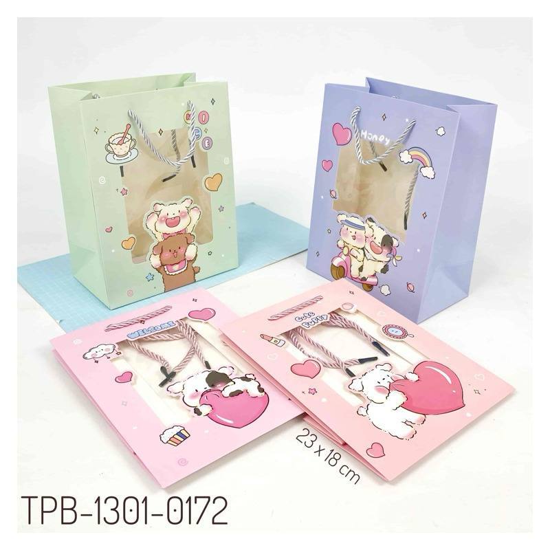 

TPB 1301-0172 - ISI 12 PAPERBAG POTRAIT UK 23X18X10 CM MTF FRAME ANIMAL TENGAH TRANS MIX