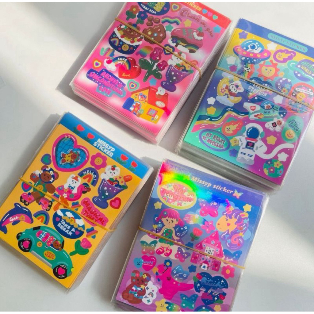 

Sticker Korean Hologram Aesthetic Dekor BUJO Scrapbook Sticker Case Laptop