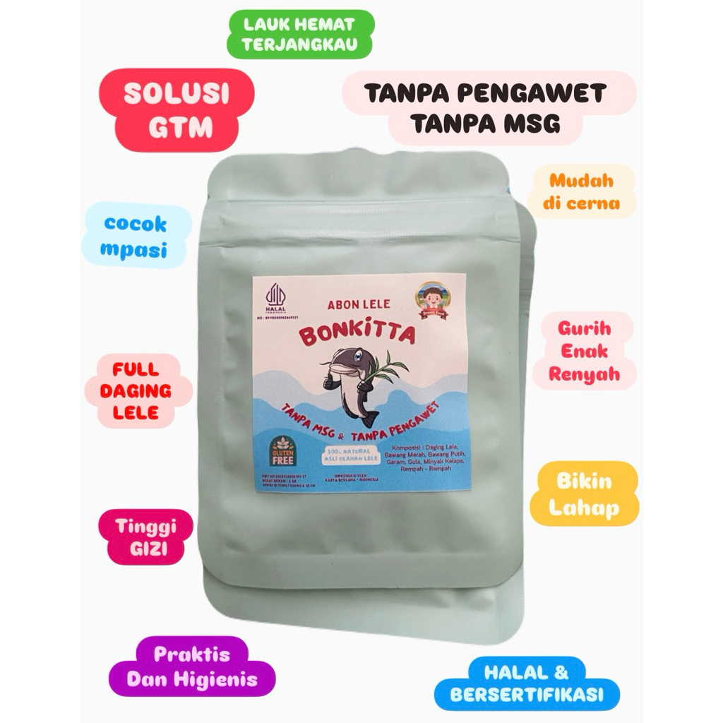 

ABON BONKITTA ABON LELE VARIAN SACHET TANPA MSG COCOK MPASI ANTI GTM