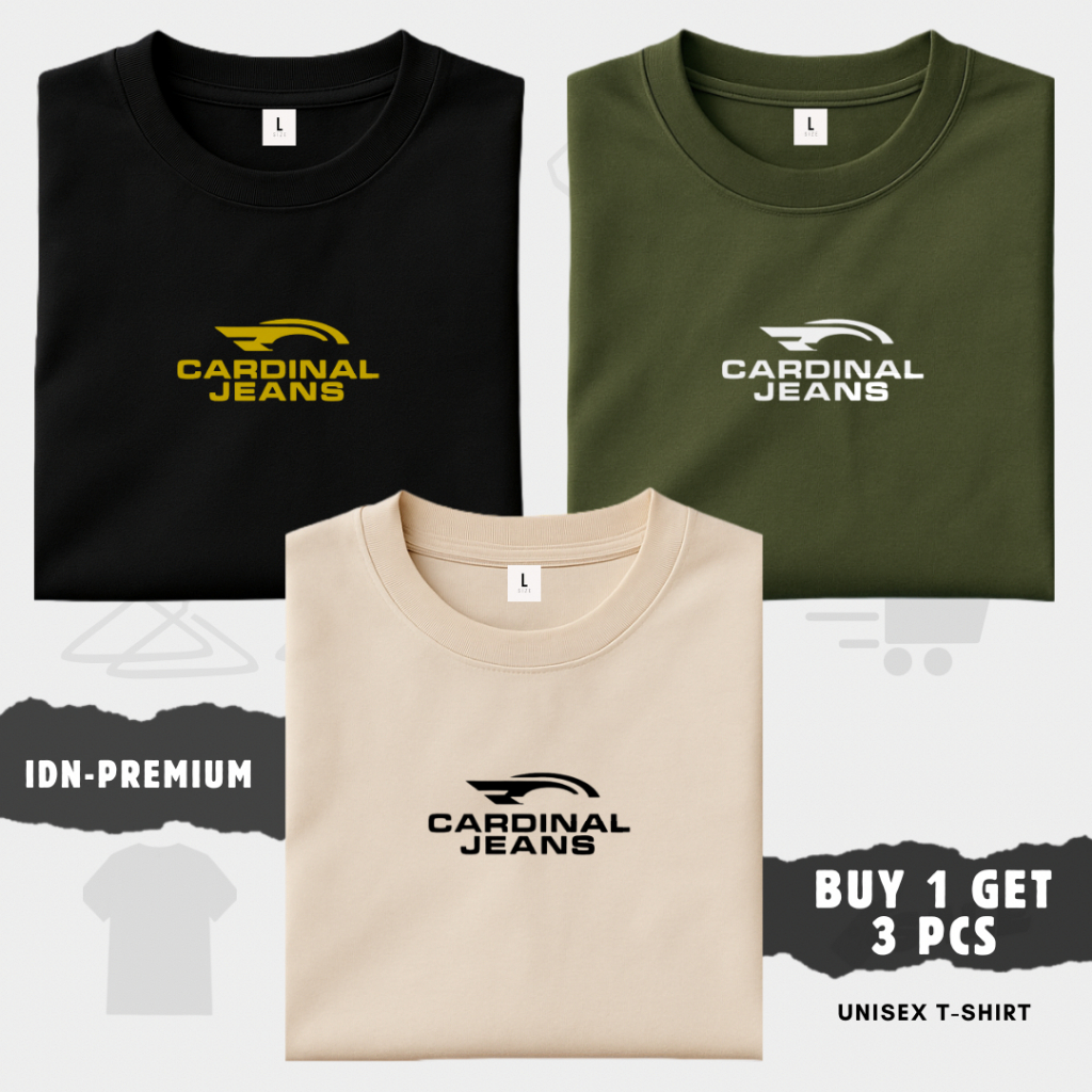 BUY 1 GET 3 PCS - IDN Kaos Distro Pria Wanita T-Shirt Lengan Pendek - Kaos Cowok Cewek Branded - Baj