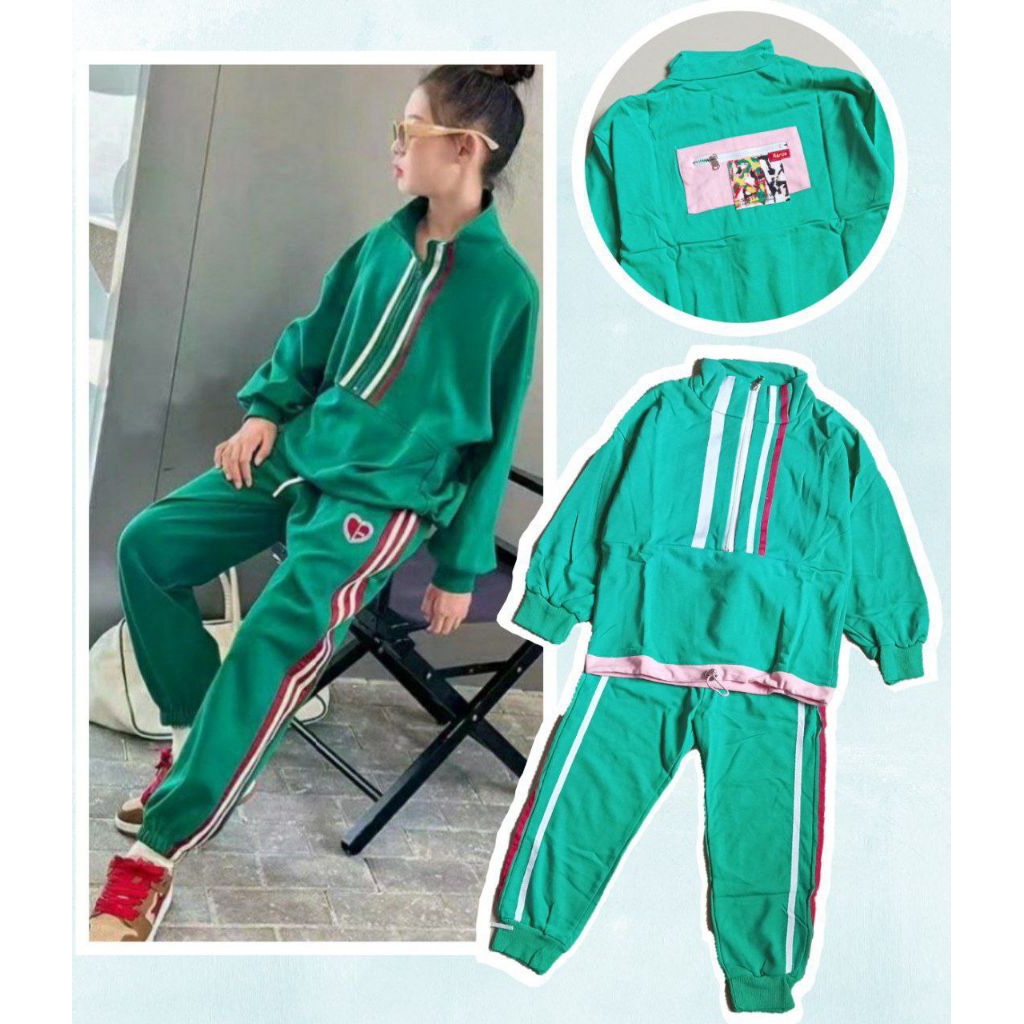 setelan anak perempuan casual olahraga training import
