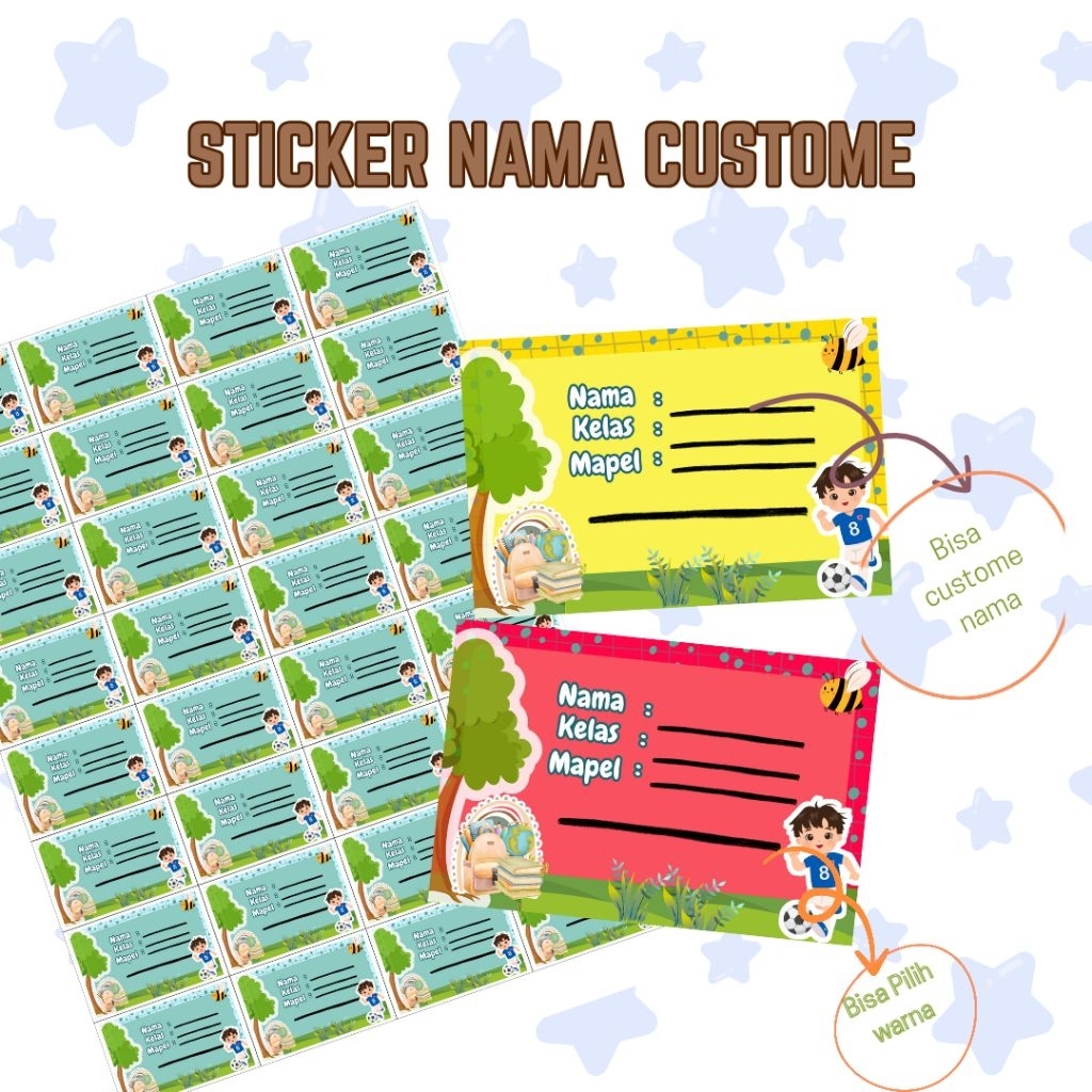 

STIKCKER MOTIF COWOK/ STICKER NAMA / STIKER CUSTOME /STIKER / STIKER BUKU SEKOLAH