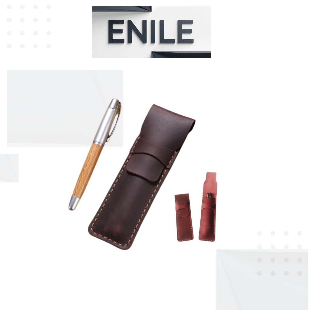 

ENILE Tas Pensil Kulit Asli Handmade, Tempat Pulpen Kulit Sapi Aksesori Gaya Retro Vintage untuk Hadiah Kantor Sekolah