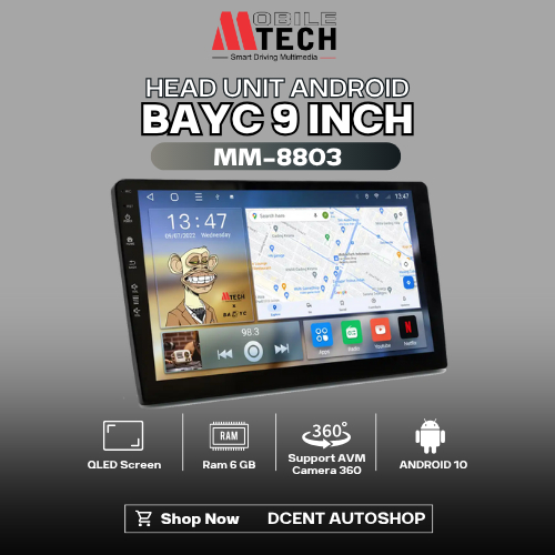 Head Unit Android MobileTech BAYC MM-8803 - MTech BAYC 9 Inch - Ram 6 / Rom 64 - Head Unit Android -