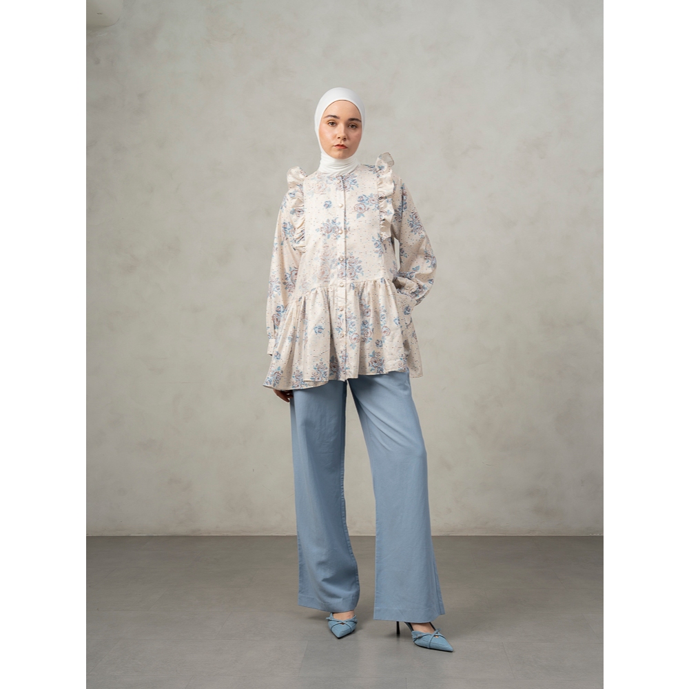 Wilna Top  Ivory  - ATASAN BLOUSE WANITA ALEZA