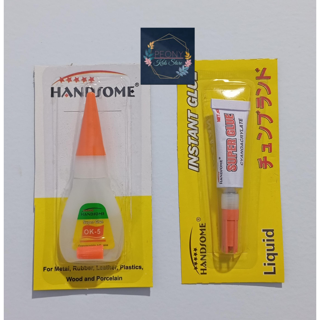

SUPER GLUE HANDSOME tube 3gr botol 5gr/lem tetes instant cair lengket serbaguna