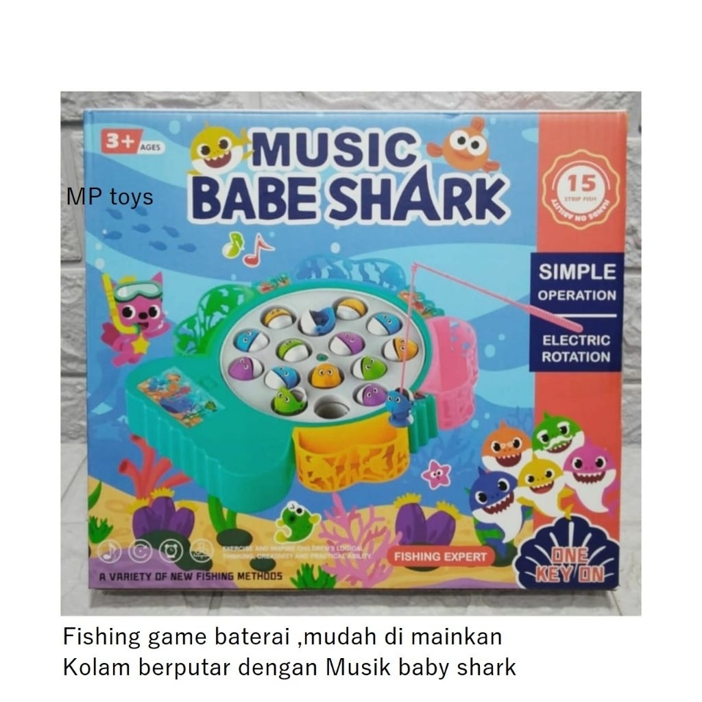 Mainan anak murah outdoor fishing game board memancing bersama fishing game baby shark musik baby sh