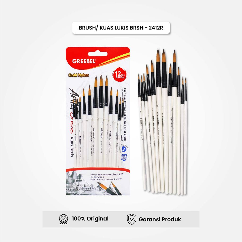 

GREEBEL Kuas Lukis / Brush Paint Set BRSH-2412R / Kuas Melukis Timur Agung Grosir