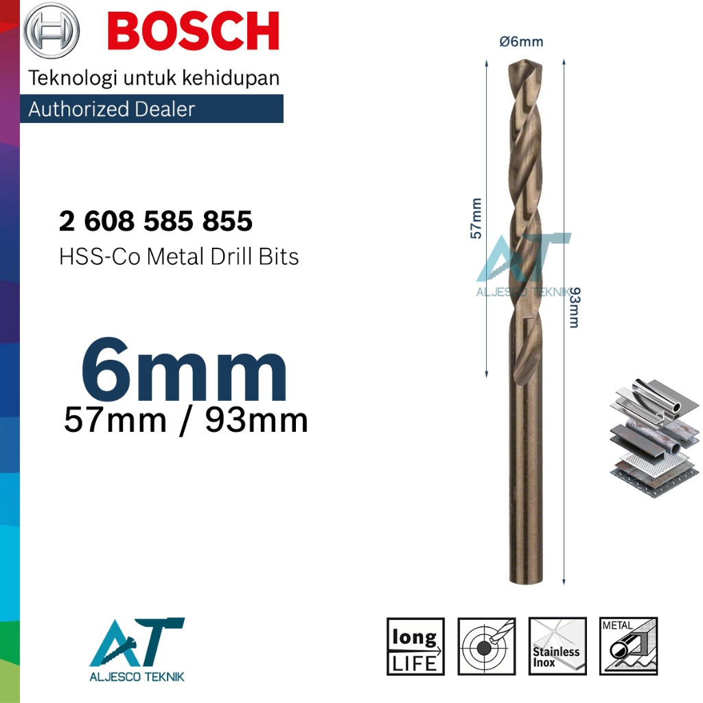 BOSCH MATA BOR HSS-CO 6MM 6 MM - HSS COBALT – MATA BOR STAINLESS INOX
