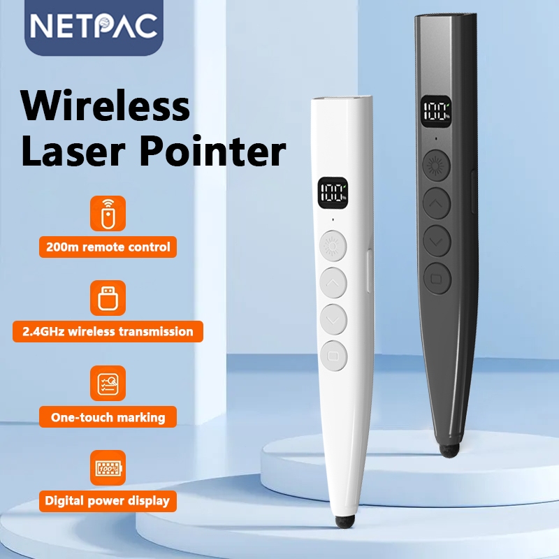 IVVI Pen Pergeser Halaman Multifungsi 6 in 1 - Laser Pointer Nirkabel 2.4GHz, Layar Sentuh Tulis, Ta