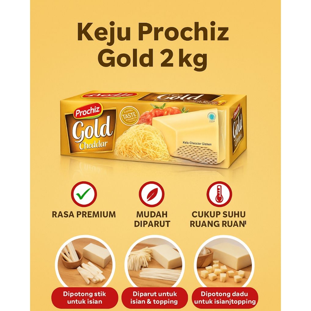 

Keju Prochiz Gold 2kg – Gurih, Mudah Diparut, Cocok untuk Usaha & Rumahan!