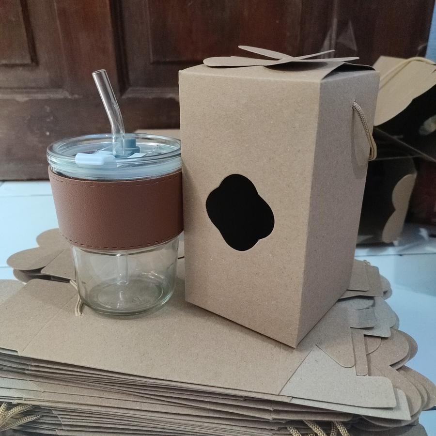 

Box Botol Kardus Gelas Sedotan Isi 1 Pcs Box Jinjing Coklat Kraft Dus Botol Rabbit Hadiah Hampers