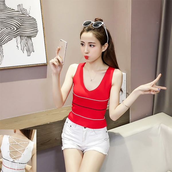 Top blouse baju atasan knitted rajut sexy backless wanita import korea