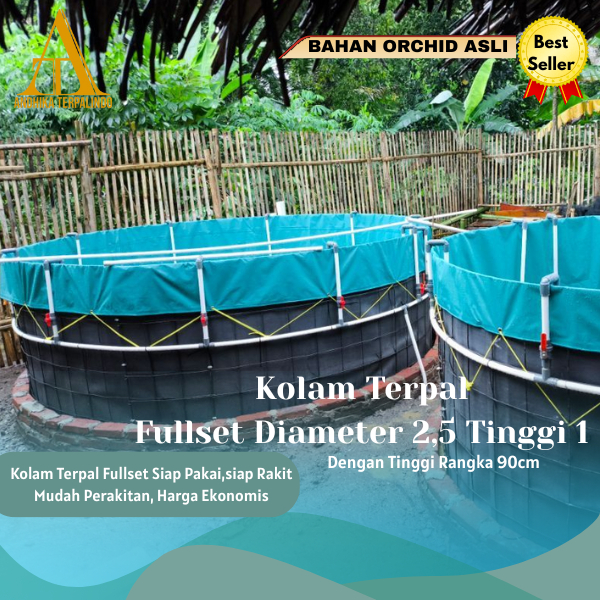 kolam terpal fullset Diameter 2.5m tinggi 1m/kolam bulat fullset D2.5T1/kolam lele bundar fullset