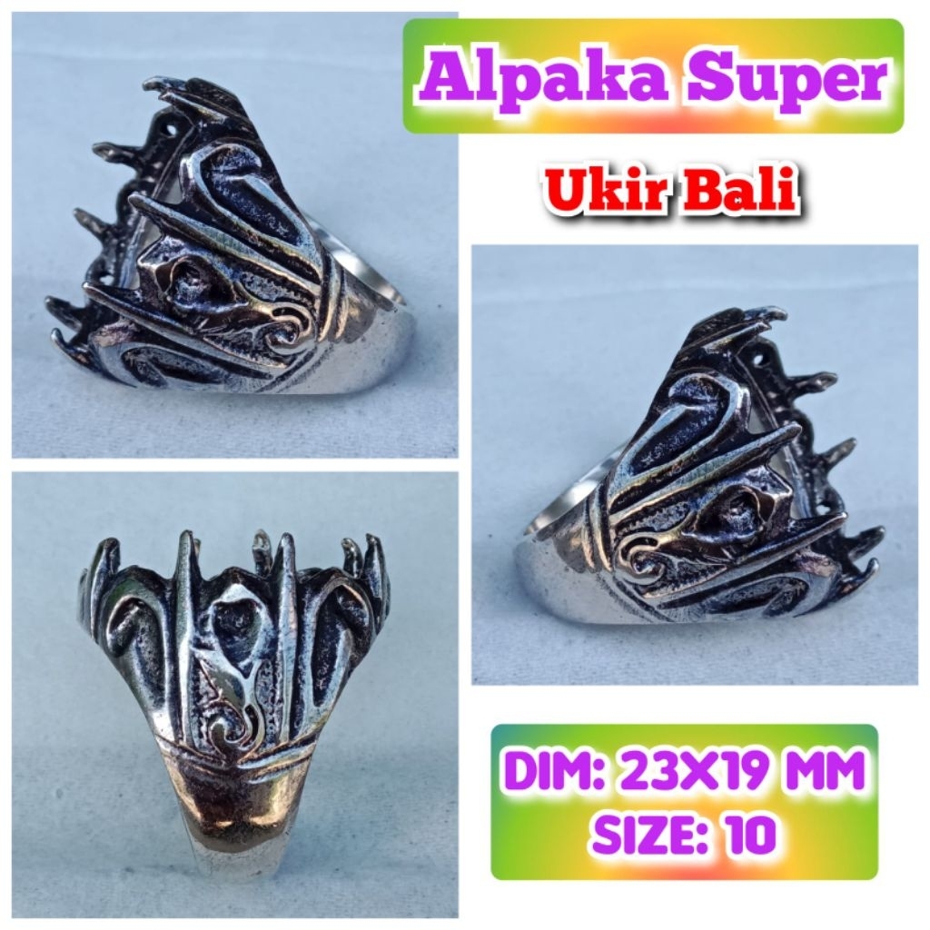 cincin emban batu akik batu permata alpaka super ukir Bali.03