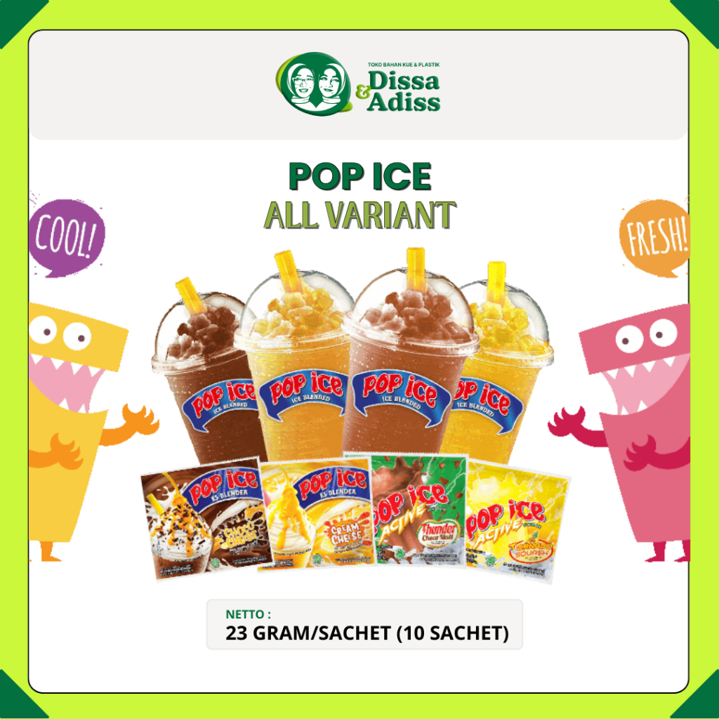 

Pop Ice All Var 23gr | Minuman Serbuk Rasa Susu Pop Ice - Tobaqdissa