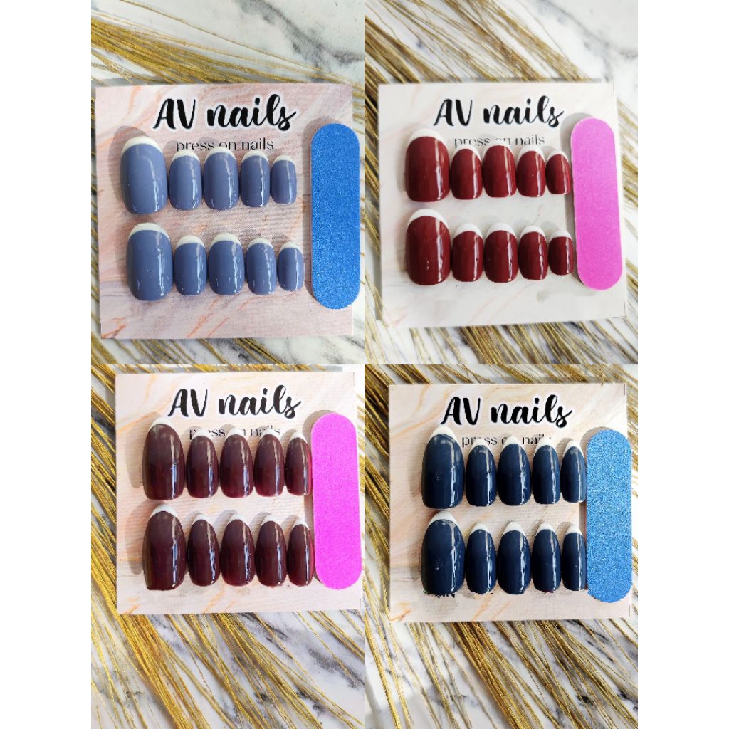 nail art home made, press on nail, french nail, kuku palsu ujung putih murah premium kuku wisuda kar