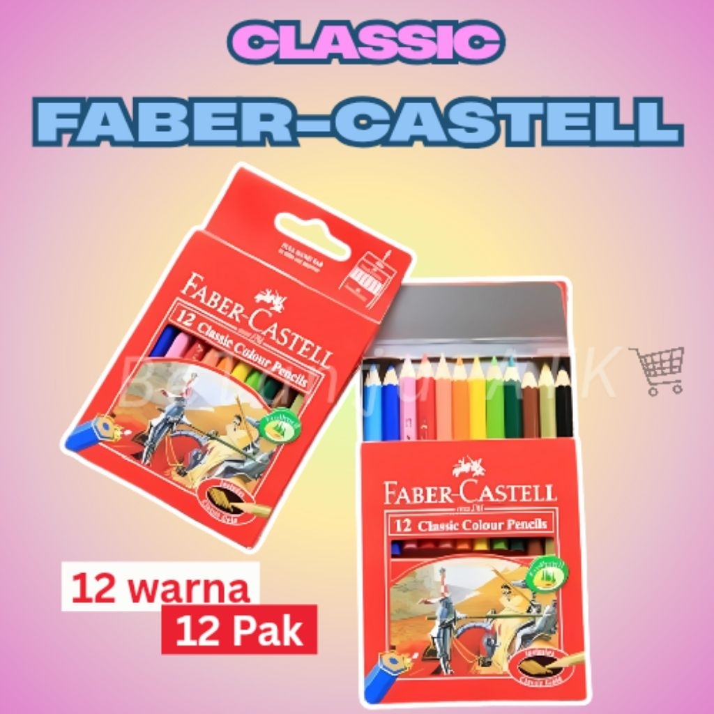 

[12 pak] Pensil Warna Faber-Castell Classic pendek 12 Warna – Isi 12 Pak, Warna Tajam & Mudah Diraut