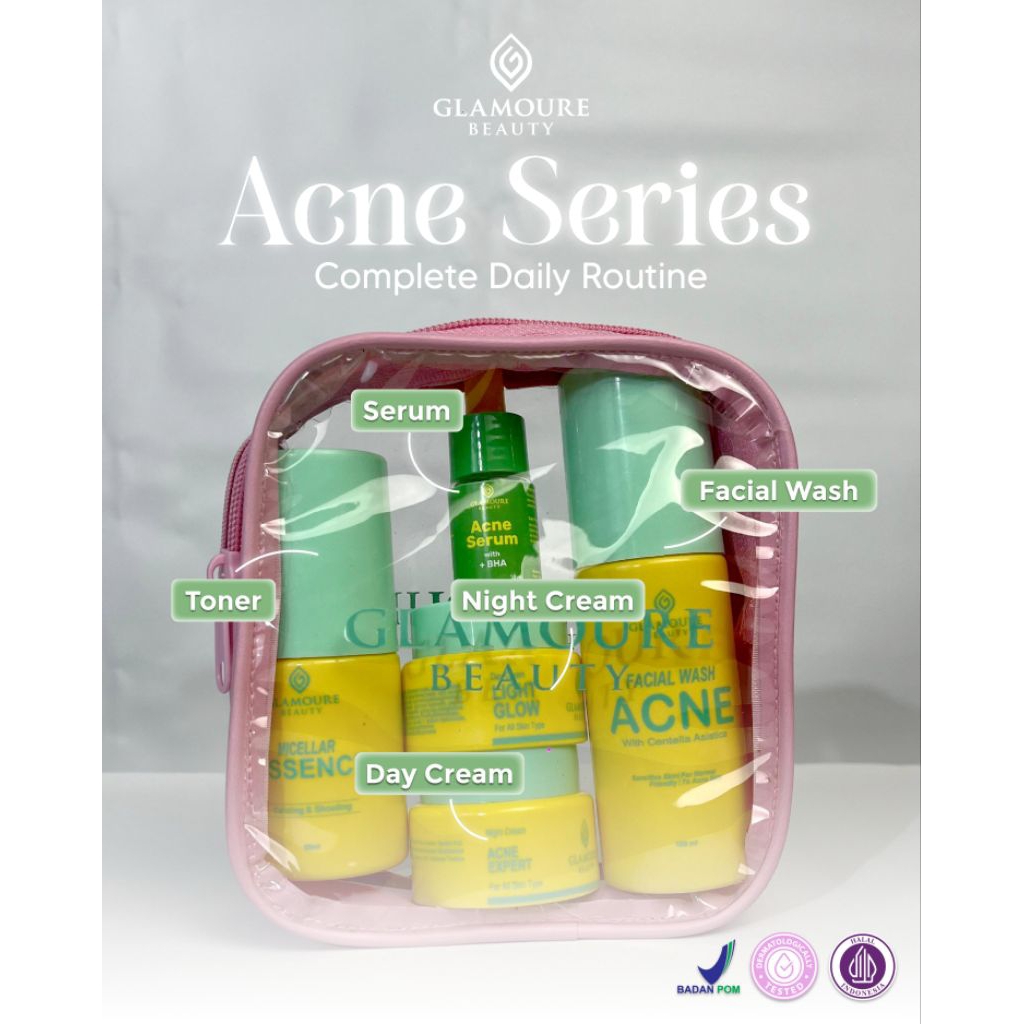ORIGINAL GLAMOURE ACNE JERAWAT PAKET BRIGHT NORMAL BRIGHTENING SERIES PAKET SKINCARE GLAMOURE ACNE E