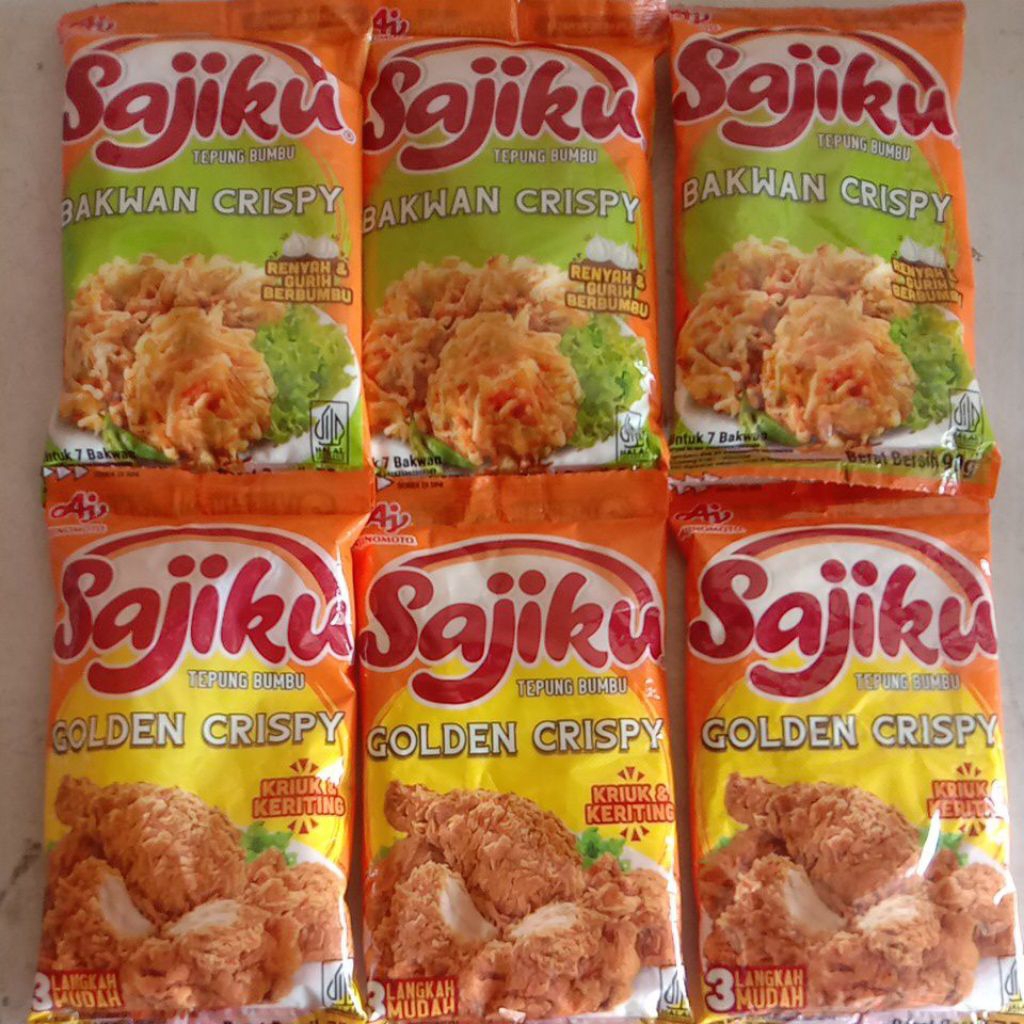 

Tepung Bumbu Sajiku Mix 3pcs Bakwan Crispy + 3pcs Golden Crispy