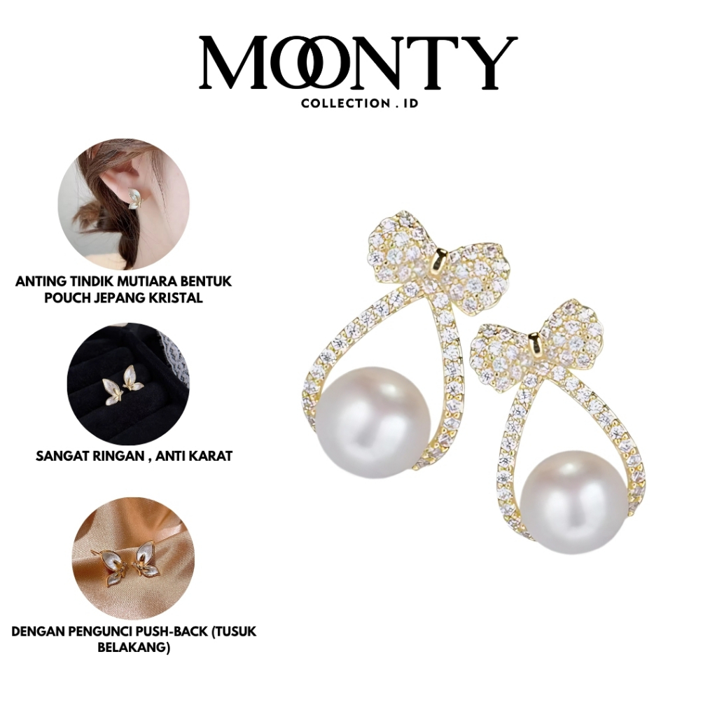 Anting Tindik Mutiara Bentuk Pouch Jepang Aksesoris Perhiasan Wanita Korean Style Fashion Anting-Ant