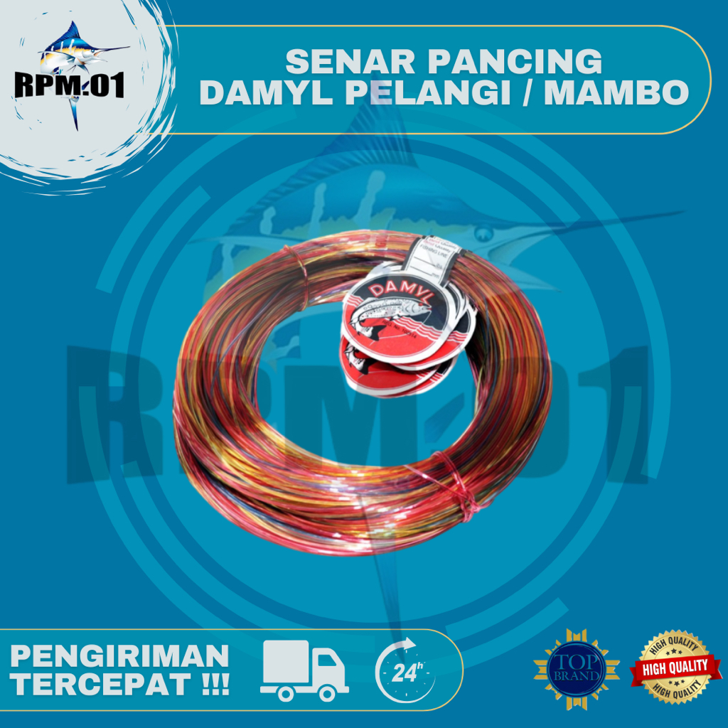 SENAR PANCING NYLON MERK DAMYL WARNA PELANGI / MAMBO UKURAN 20-150 LBS (1 PACK = 300 M)