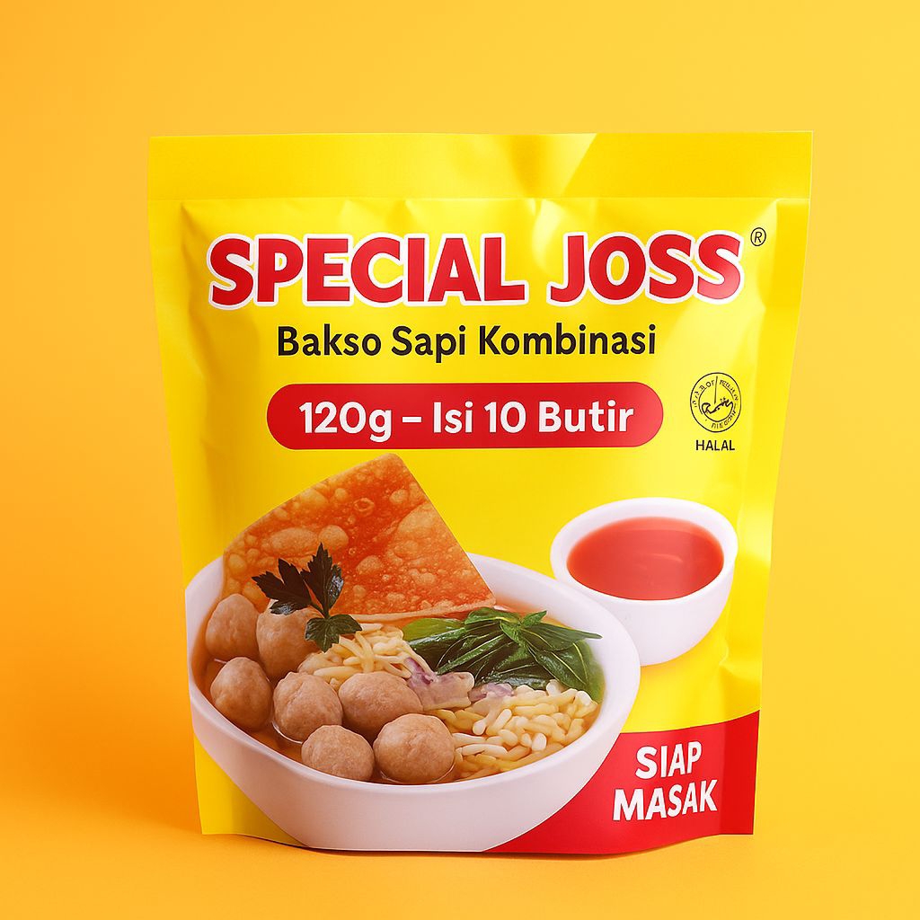 

Special Joss Bakso Daging Sapi Kombinasi 120g - Isi 10 Butir isi 3 bungkus