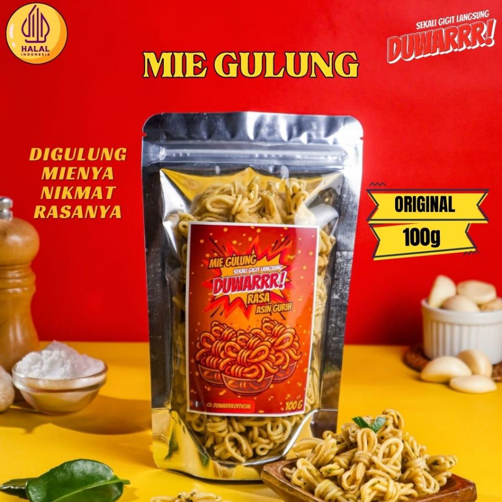 

100gram Mie Gulung DUWARRR Daun Jeruk Pedas Manis Asin Renyah Dan Gurih