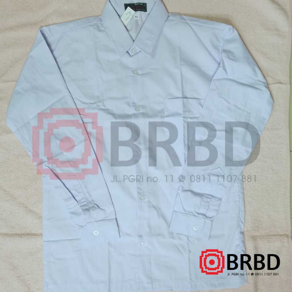 Kemeja Seragam Sekolah Lengan Panjang SMP SMA – Putih Polos