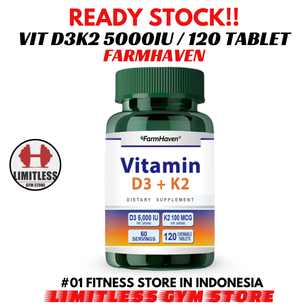 (PROMO) Farmhaven USA VIT D3 5000 IU + K2 100mcg - 120 Tablet Vitamin D3 5000IU