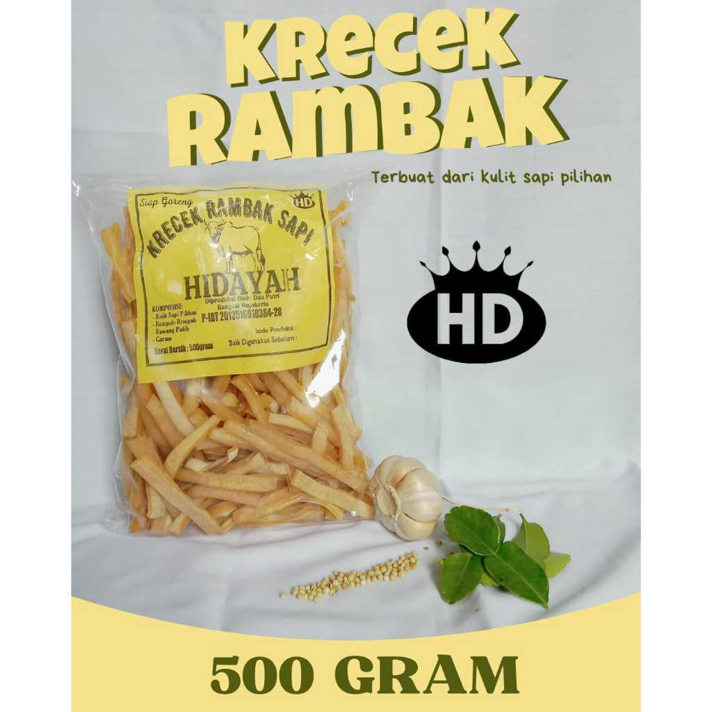 

HIDAYAH Krecek Rambak Sapi Mentah Stik Mie Super 500Gram / Krecek Rambak Sapi Asli / Krupuk Kulit Sapi Mentah
