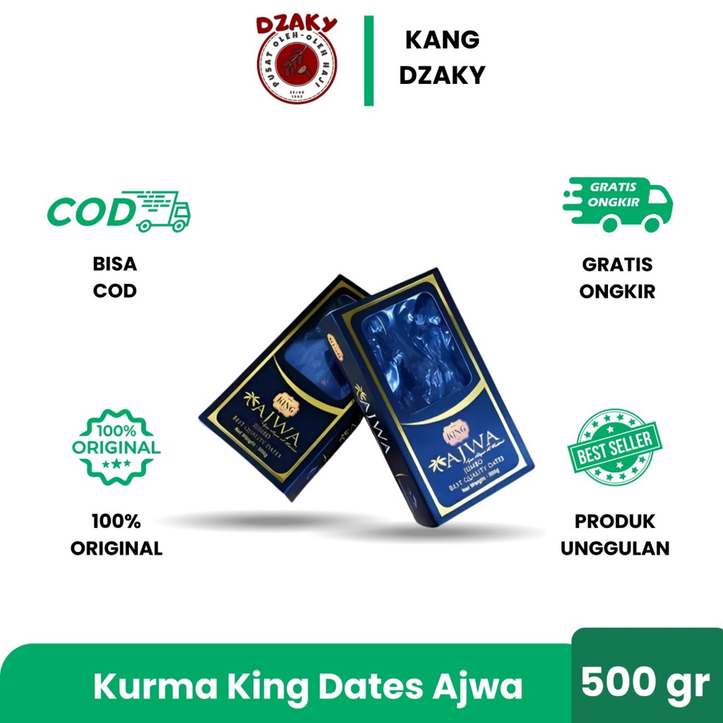 

Kurma King Dates Ajwa 500gr (Jumbo & Medium ) - Syifa Herbal Alami / KING Dates