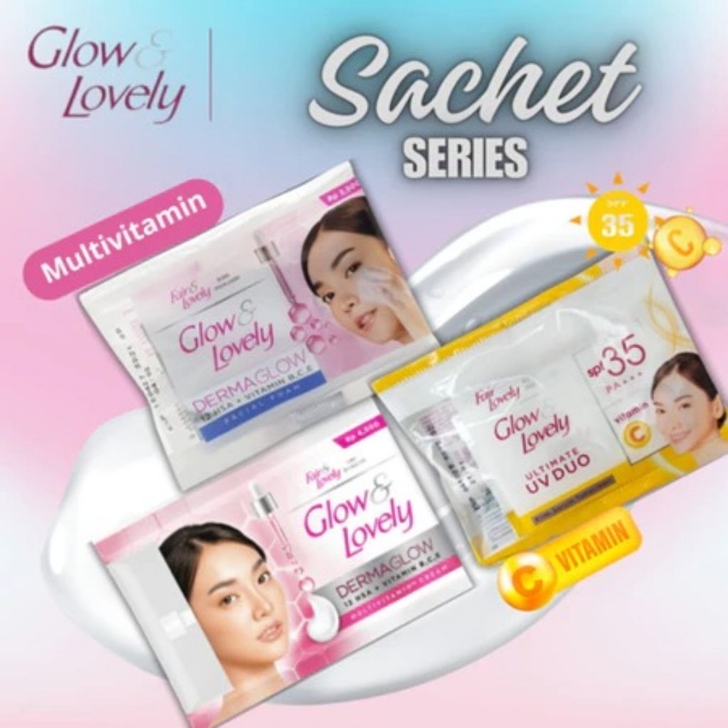 Glow & Lovely Sachet Series | Derma Glow Cream & Face Wash | Sunsscreen UV Duo | Fair & Lovely